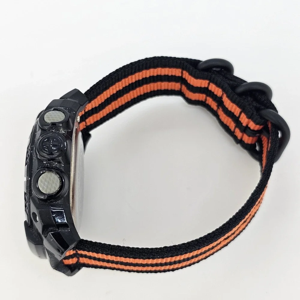 Armitron Men's Digital Sport Watch 48MM‎ Black Case NEW Orange Black Nylon Bands